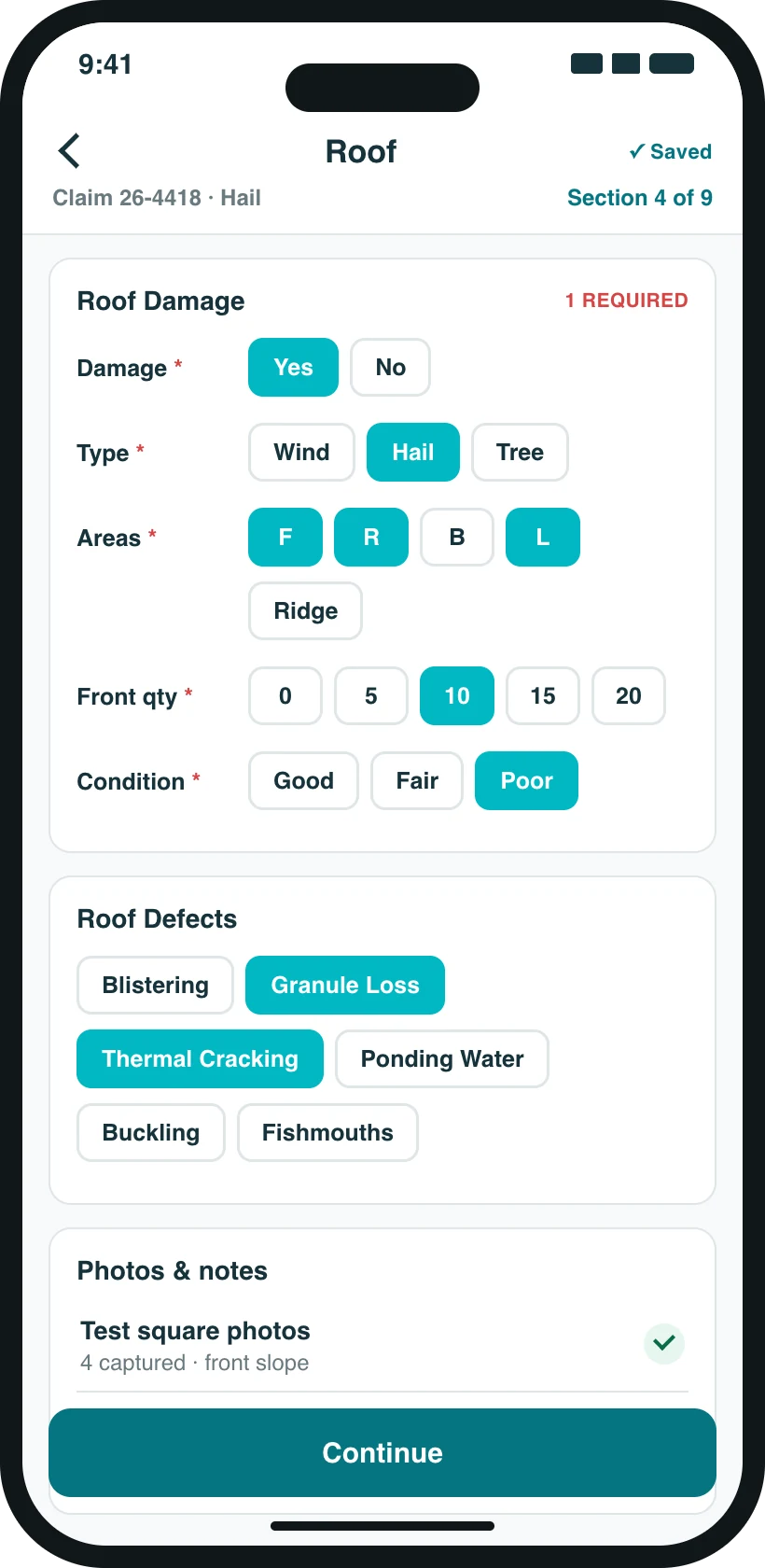 ClaimScale guided inspection screen